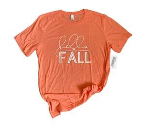 Bella + Canvas “HELLO FALL” Womens Orange Short Sleeved Graphic Tee Sz S